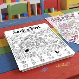 Pósters para Colorear Busca y Encuentra para Niños Papel de Dibujo Educativo de Objetos Ocultos Hojas para Colorear de Cabaña