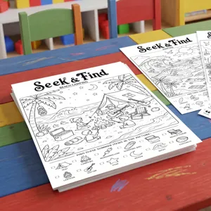 Kids Educational Seek And Find Coloring Poster Paper Cartoon Summer Beach Surfing Themes Coloring Sheets For Home School Drawing Art Supplies