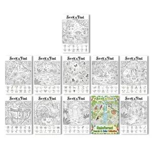Rainforest seek and find coloring posters pack of 10 educational activity sheets for kids.