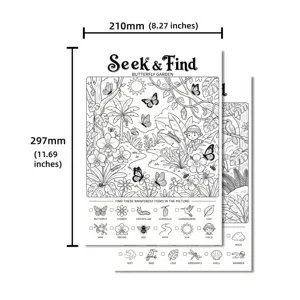 Rainforest theme find and seek coloring poster children puzzle educational art activity sheet