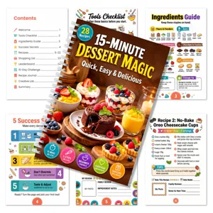 Carnet de recettes de desserts spirale de 28 pages guide tutoriel de pâtisserie rapide