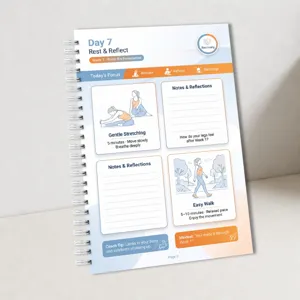 Bein-Workout Spiralnotizbuch Planer Tag 7 Ruhe Reflexion Trainingsanleitung 28 Seiten.