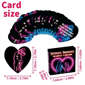 Couple interactive card game with heart-shaped design and romantic questions for intimate moments.