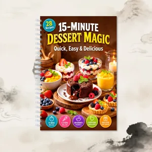 Découvrez 28 recettes de desserts faciles dans ce carnet relié avec des guides rapides.