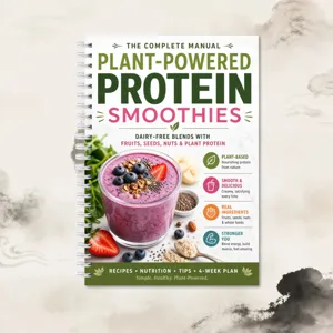 Vue détaillée du carnet de recettes de smoothies protéinés végétaux avec conseils.