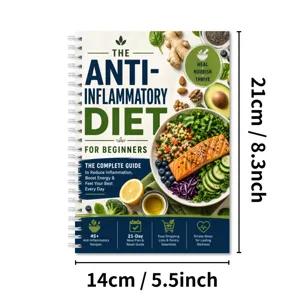 Carnet de recettes de régime anti-inflammatoire, journal de plan de repas spirale 21x14cm.