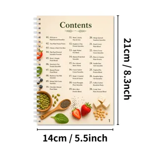 Carnet de recettes de smoothie aux protéines végétales 28 pages manuel spirale design