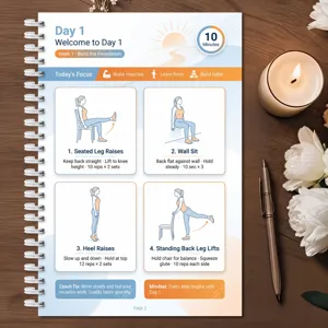 Spiral-Fitness-Planer Notizbuchseite mit Beintraining Routinen und täglichem Trainingsleitfaden