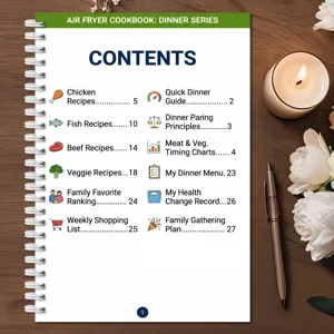 Air Fryer Cookbook Dinner Series Contents Page Spiral Bound Recipe Planning Guide Book