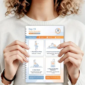 Fitness Trainingsspirale Notizbuch Beinuebung Handbuch Detailansicht mit taeglicher Uebung.