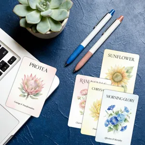 Vintage botanical illustration greeting cards set featuring watercolor floral designs and flower language.