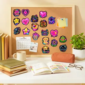 Mignons autocollants de dessin animé au néon imperméables pour carnet et coque de téléphone