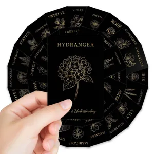 Luxury Vintage Botanical Flash Cards Gold Foil Floral Blessing Cards Black Gift Set 36Pcs