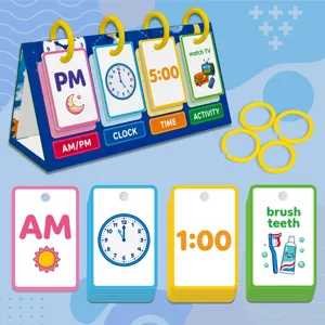 Set di carte educative per bambini apprendimento del tempo con orologio e flashcard cognitive