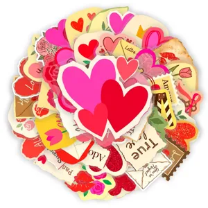 50 pzas pegatinas transparentes PET romance amor corazones rosas decorativos impermeables pack