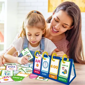 Set di carte per l'apprendimento del tempo per bambini giocattolo educativo routine