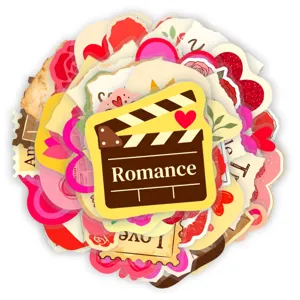 Set de 50 Pegatinas Transparentes PET Románticas Amor Corazón Rosa Labios Decoración