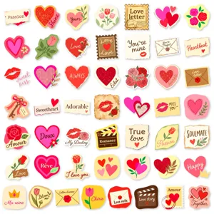 Set de pegatinas románticas de corazón rosa y beso para san valentín decoración.
