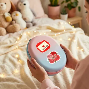 Estuche de almacenamiento rígido degradado romántico con bonito diseño floral de rosas.