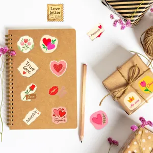 Pegatinas transparentes de PET corazón romántico tema rosa pegatinas decorativas diario