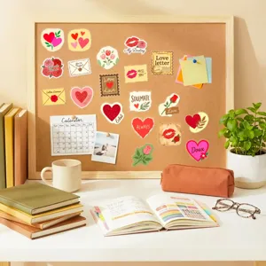 Pegatinas decorativas transparentes PET de corazón rosa beso romántico manualidades