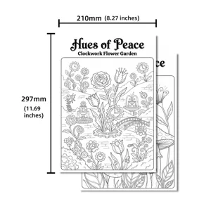 Coloring poster A4 size forest floral theme DIY painting graffiti art sheet for kids