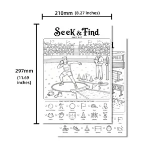 Affiche de coloriage athletisme enfants cherche et trouve format A4 10pcs papier pour jeu