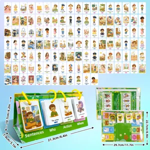 Flashcard educative per la costruzione di frasi da tavolo per bambini apprendimento precoce.