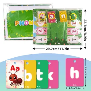 Set di carte educative per l'apprendimento dell'alfabeto fonetico con parole visive bambini.