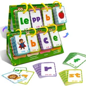 Carte flash per educazione precoce bambini con supporto, carte di apprendimento fonetica.