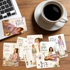 Mindfulness cards set for emotional soothing and relaxation, mental health prompt guidance decor.