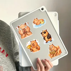 Cute cartoon capybara stickers set for laptop tablet phone case waterproof decorative decals