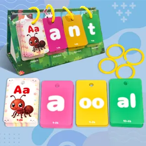 Flashcard educative giocattolo per bambini alfabeto parole carte con supporto e anelli.