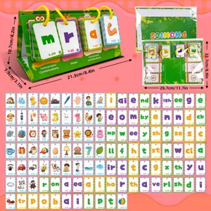 Set di carte educative di fonetica con supporto da tavolo, 119 carte di parole per bambini.