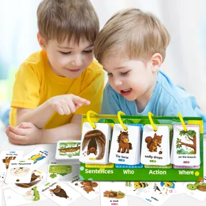 Giocattolo educativo di costruzione di frasi con carte a ribalta per apprendimento precoce.