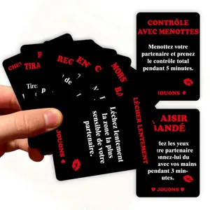 Gedetailleerd overzicht van Franse koppel interactiekaarten met zwart design en speeltekst.