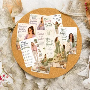 Mindfulness affirmation cards set, self-care emotional guidance cards, mental health prompts.