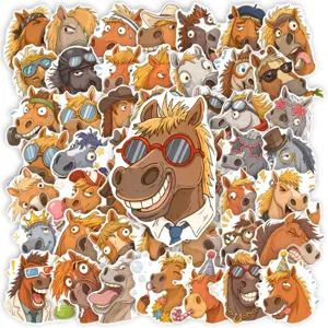 Funny Cartoon Horse Head Waterproof Removable Stickers For Laptop Luggage Skateboard Guitar Phone Case Creative Graffiti Decals