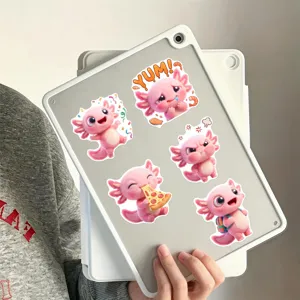 Cute pink axolotl stickers set waterproof cartoon vinyl decals for laptop tablet decor