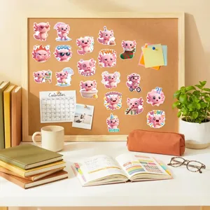 50pcs Cute Pink Axolotl Stickers Waterproof Cartoon Animal Decals for Laptop Scrapbook