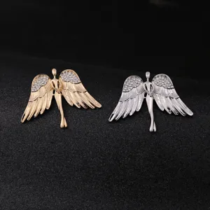Broche de ala de ángel con diamantes de imitación para hombre traje vintage de lujo