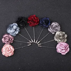Broche Fleur Camélia en Tissu Élégante Épingle à Revers Longue Mode Corsage Badge de Robe Manteau Floral Chic Cadeau Pour Femmes