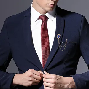 Herren Vintage blaue Edelstein Quaste Kette Brosche Anzug Reversnadel Abzeichen Schmuck