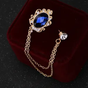 Vintage Strass Edelstein Quaste Kette Brosche für Herren Anzug formelle Kleidung Abzeichen.