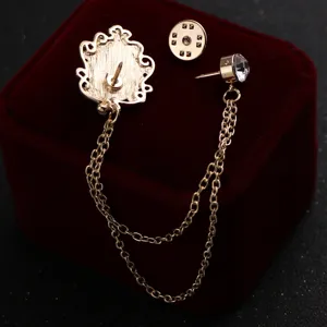 Herren Goldkette Brosche Vintage Anzug Reversnadel Strass Quaste Kostüm Schmuck Zubehör