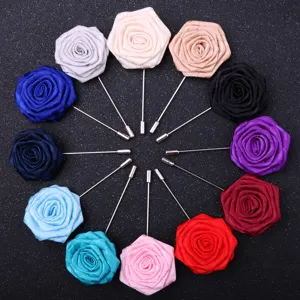Broche fleur rose en tissu pour hommes femmes costume de mariage accessoire multicolore