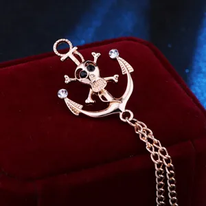 Broche Crâne Ancre Or Homme Chaîne Goupille Costume Mode Bijou Accessoire Tendance