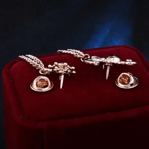 Broche épingle tête de mort ancre chaîne pompon or rose homme pour costume mode accessoire