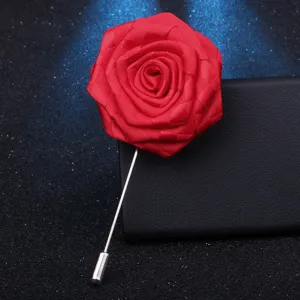 Broche épingle de revers rose en tissu rouge pour hommes et femmes accessoire de mode