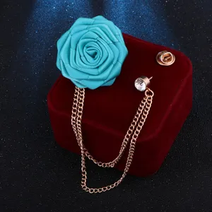 Koreanischer Bräutigam Hochzeit Rosen Stoffbroschen mit Quastenkette für Anzugaccessoires.